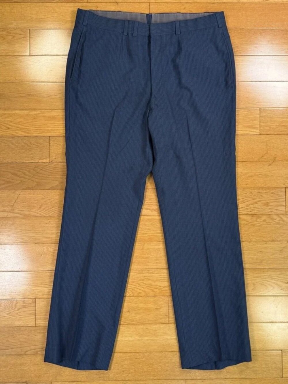 Oxxford Clothes Artisan's Seal Mens Blue Pinstripe Wool Dress Pants 36x30.5